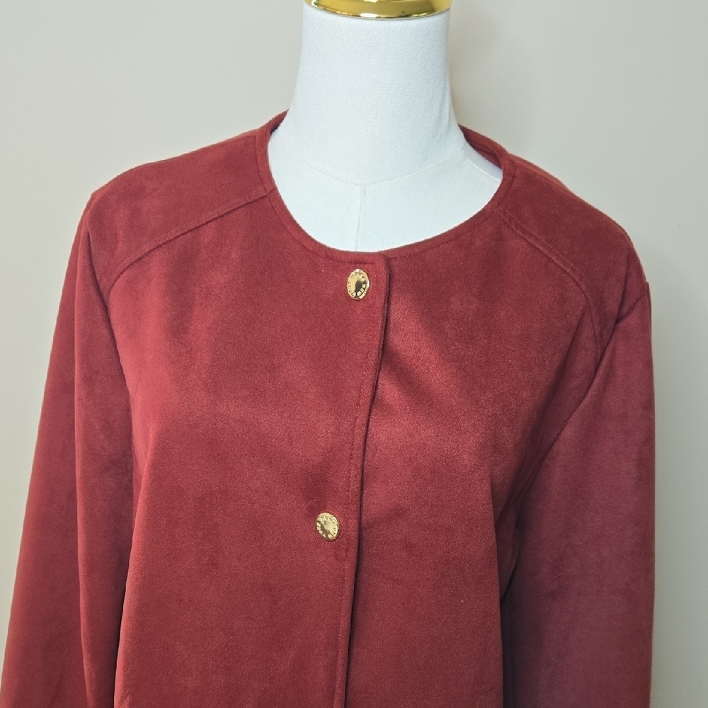 Marc New York Rust Burnt Orange Suede Jacket – 1X, Timeless Fall Layer with Gold - Picture 3 of 9